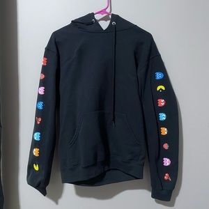 pac man black hoodie , size small